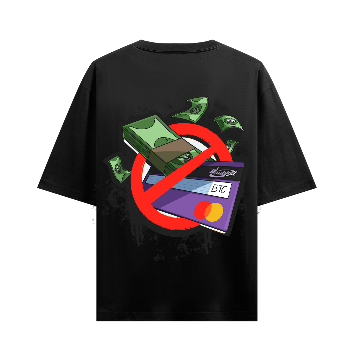 CASH & CARDS BLACK OVERSIZED T-SHIRT