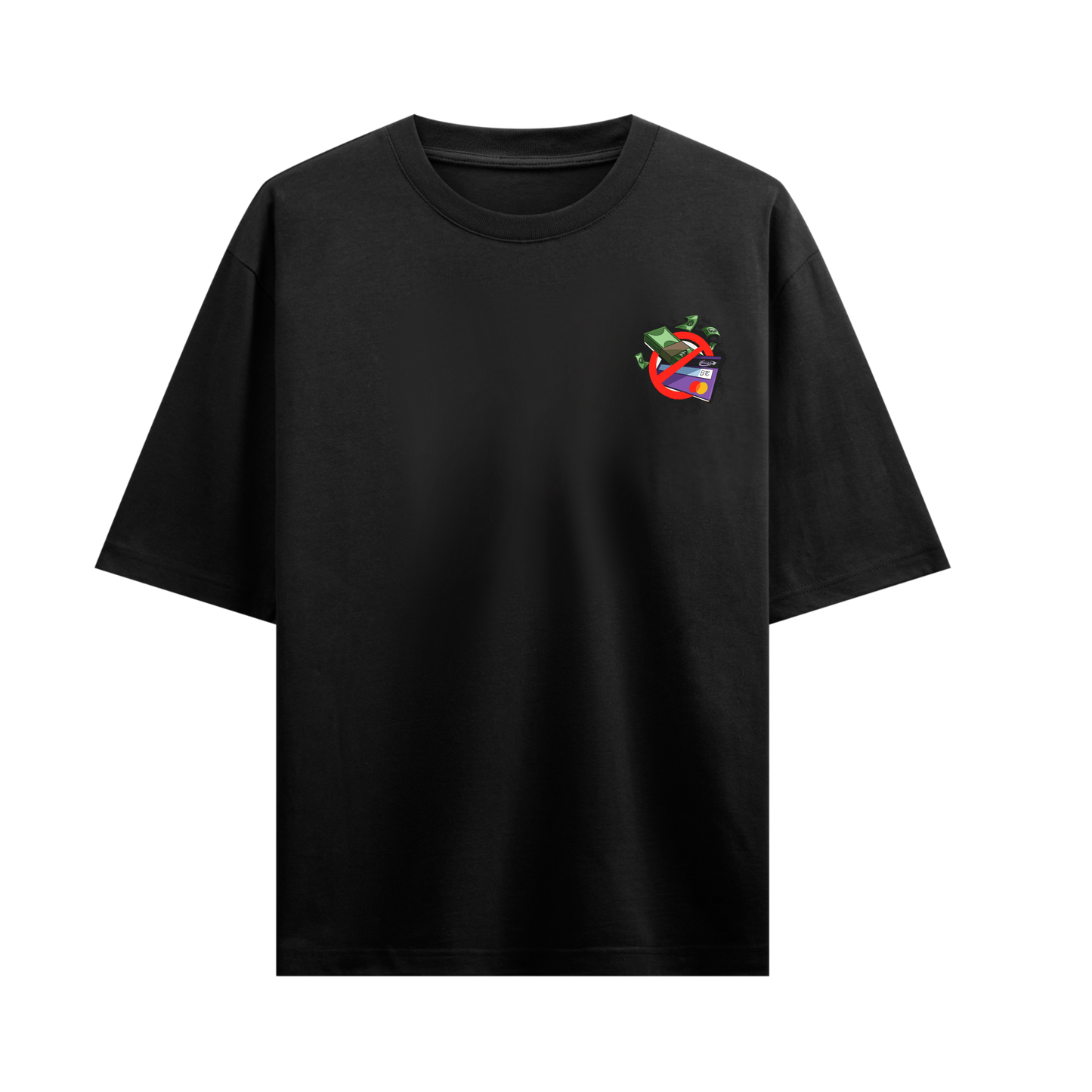 CASH & CARDS BLACK OVERSIZED T-SHIRT