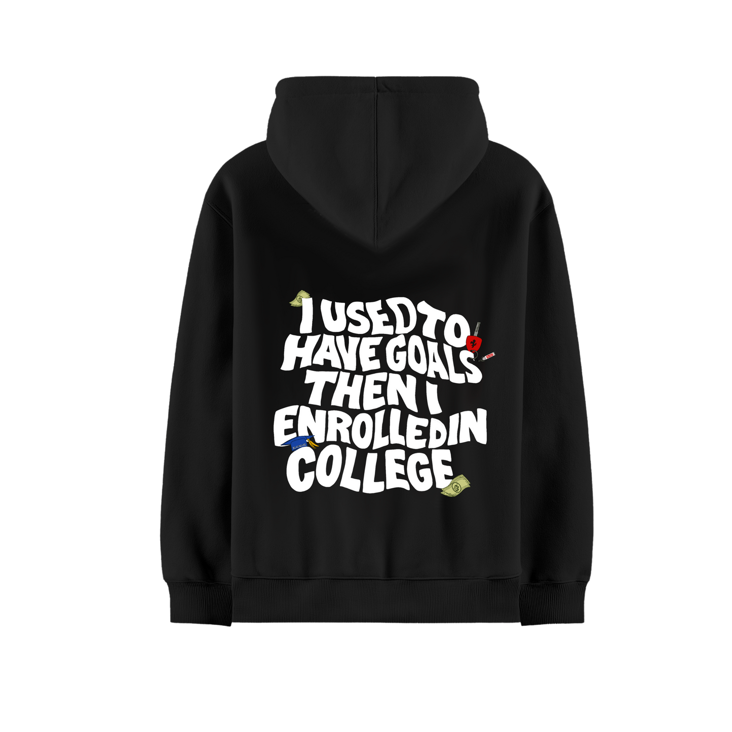 ONE OF ONE I USED TO HAVE GOALS  BLACK OVERSIZED HOODIE