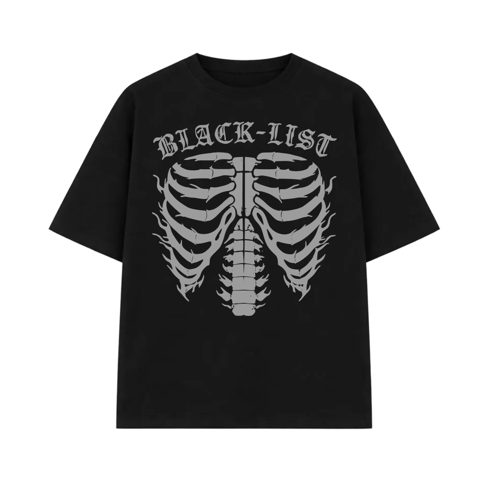 Chrome Black Oversized Sketeton T-Shirt