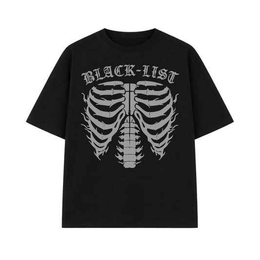 Chrome Black Oversized Sketeton T-Shirt