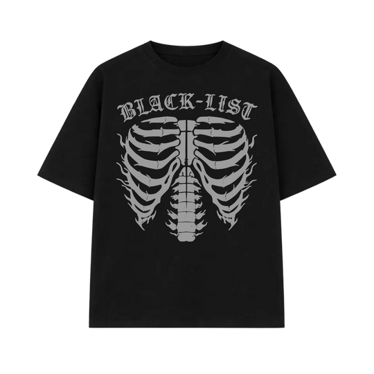 Chrome Black Oversized Sketeton T-Shirt