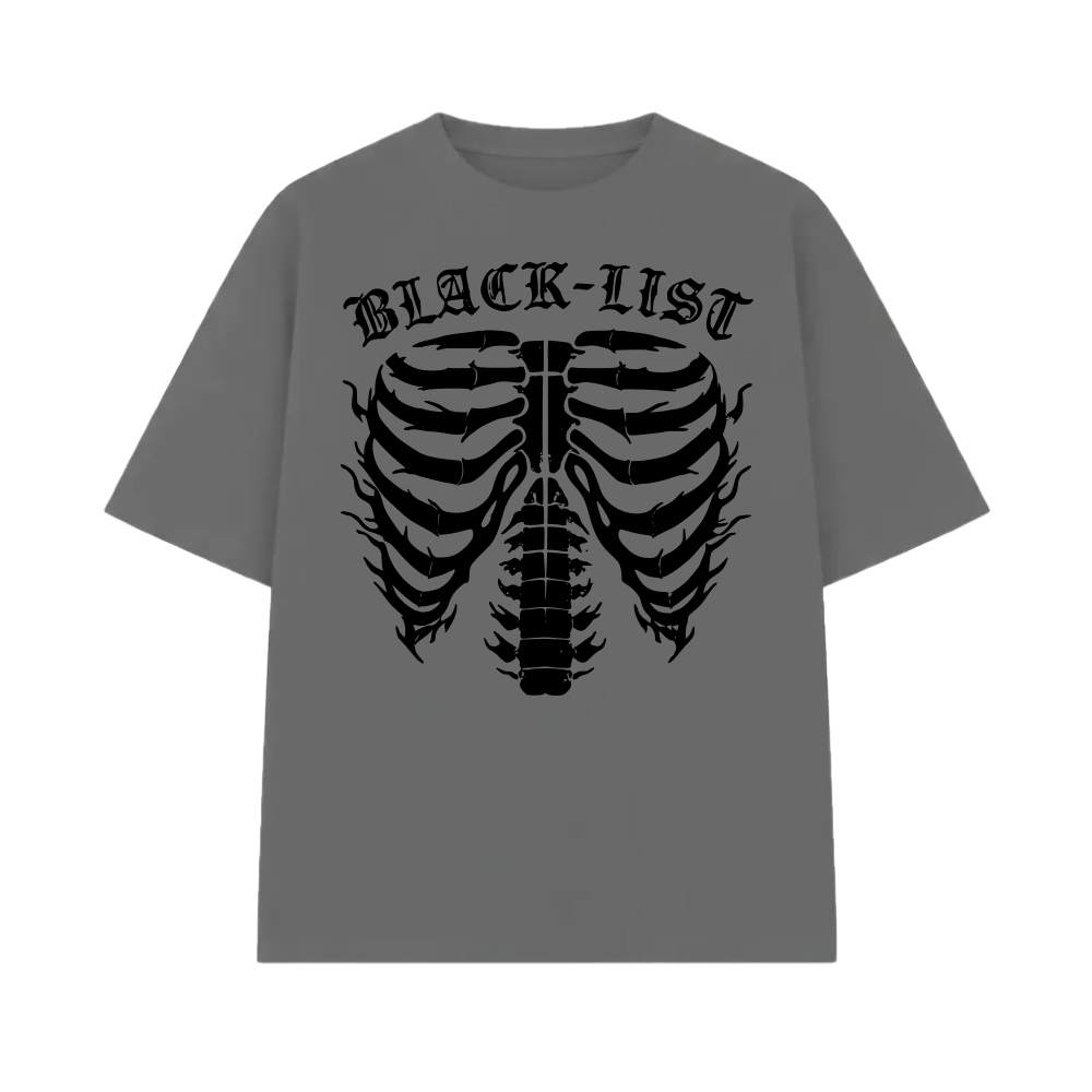 Chrome Grey Oversized Sketeton T-Shirt