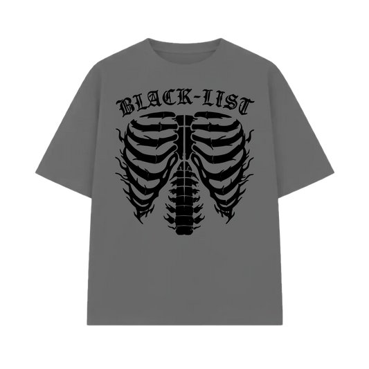 Chrome Grey Oversized Sketeton T-Shirt