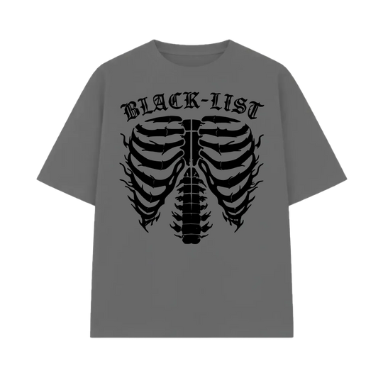 Chrome Grey Oversized Sketeton T-Shirt
