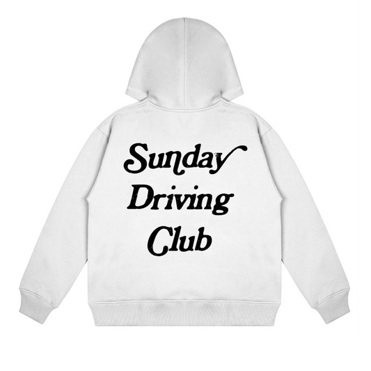 SUNDAY DRIVING CLUB WHITE OVERSIZED HOODIE