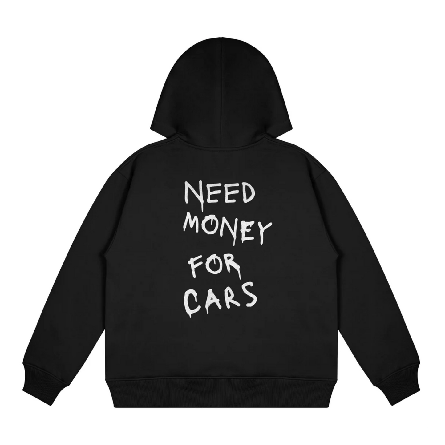 NEED MONEY FOR CARS BLACK OVERSIZED HOODIE