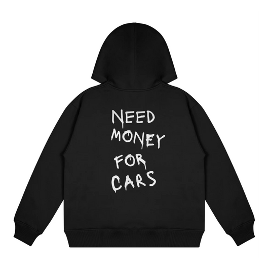 NEED MONEY FOR CARS BLACK OVERSIZED HOODIE