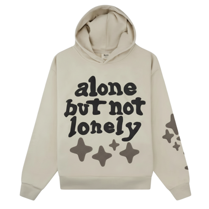 ALONE BUT NOT LONELY CREAM OVERSIZED HOODIE