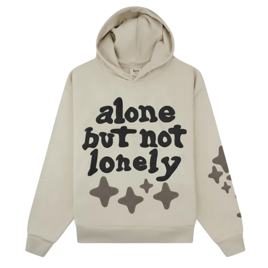ALONE BUT NOT LONELY CREAM OVERSIZED HOODIE