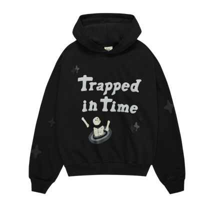 TRAPPED IN TIME BLACK OVERSIZED HOODIE
