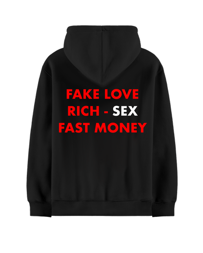 FAKE LOVE RICH SEX BLACK OVERSIZED HOODIE ( LIMITED EDITION )