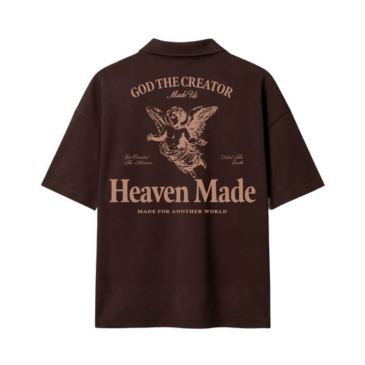 Heaven Made Brown Oversized Quarter Zip T-shirt