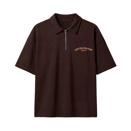 Heaven Made Brown Oversized Quarter Zip T-shirt