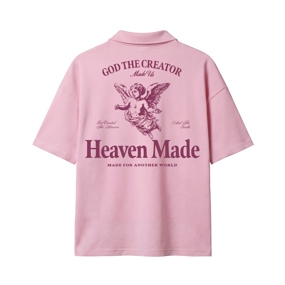 Heaven Made Pink Oversized Quarter Zip T-shirt