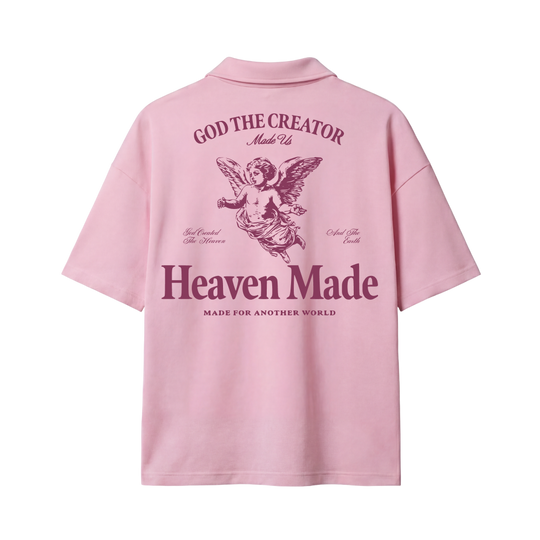 Heaven Made Pink Oversized Quarter Zip T-Shirt