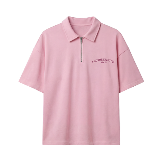 Heaven Made Pink Oversized Quarter Zip T-shirt