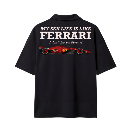 My Sex Life Is Like Ferrari Black Oversized Quarter Zip T-shirt