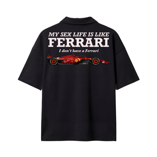 My Sex Life Is Like Ferrari Black Oversized Quarter Zip T-Shirt