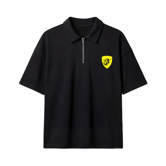 My Sex Life Is Like Ferrari Black Oversized Quarter Zip T-shirt