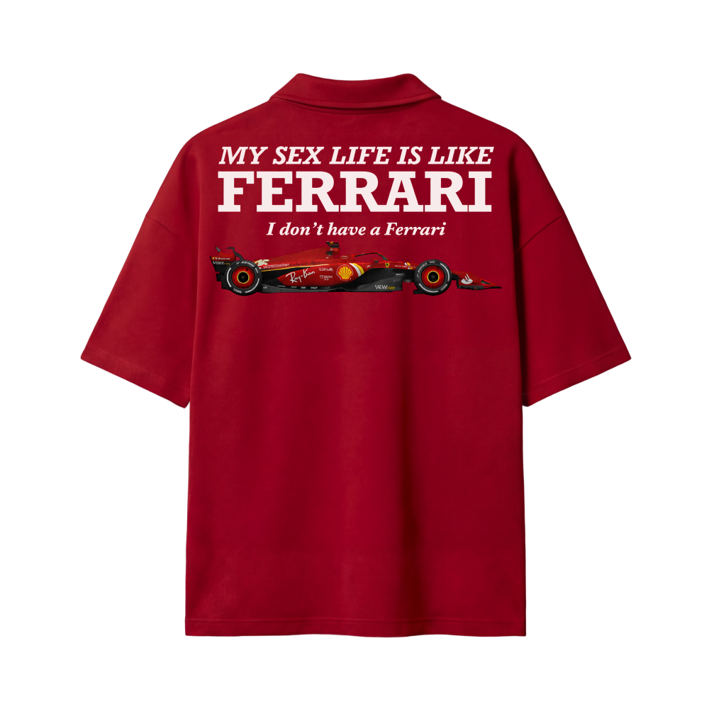 My Sex Life Is Like Ferrari Red Oversized Quarter Zip T-shirt