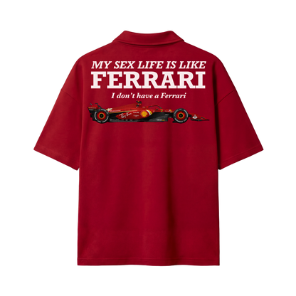 My Sex Life Is Like Ferrari Red Oversized Quarter Zip T-shirt