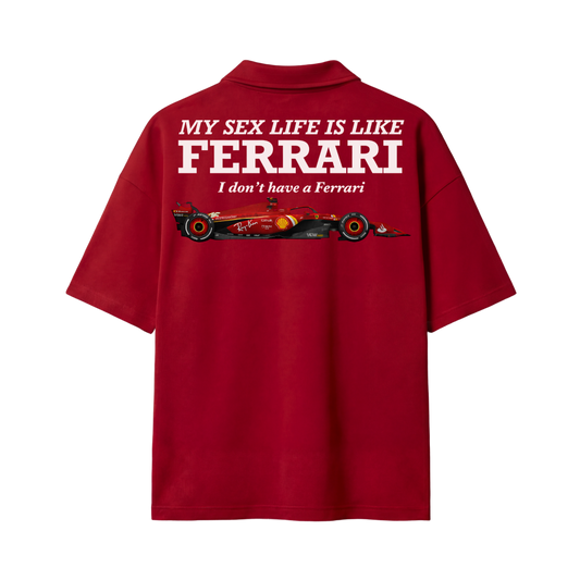 My Sex Life Is Like Ferrari Red Oversized Quarter Zip T-shirt
