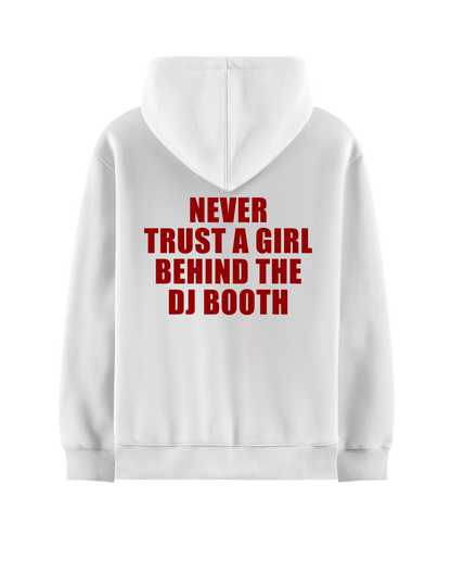 NEVER TRUST A GIRL WHITE OVERSIZED HOODIE
