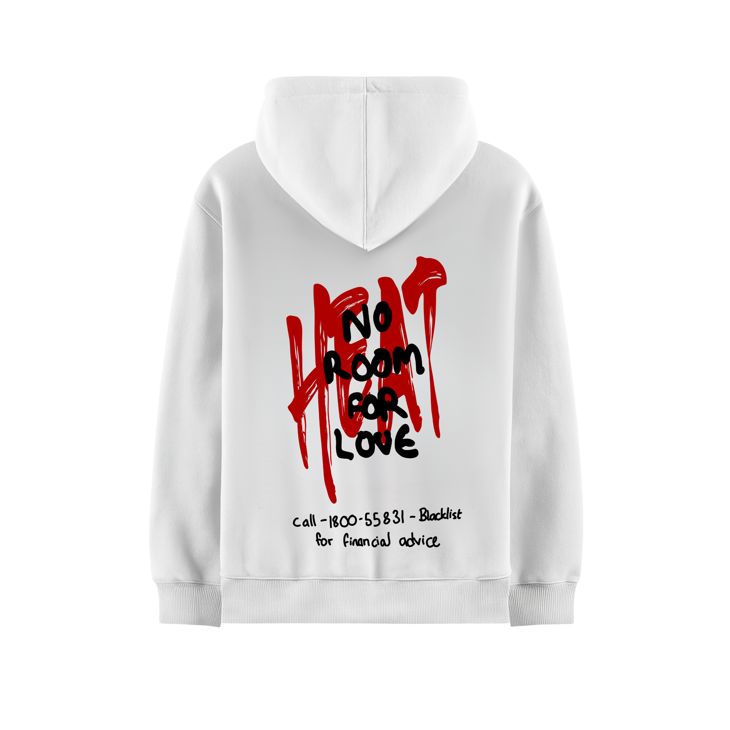 NO ROOM FOR LOVE WHITE OVERSIZED HOODIE
