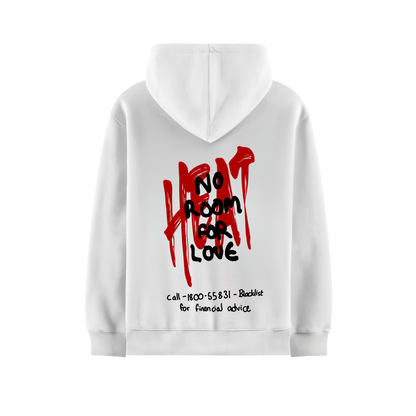 NO ROOM FOR LOVE WHITE OVERSIZED HOODIE