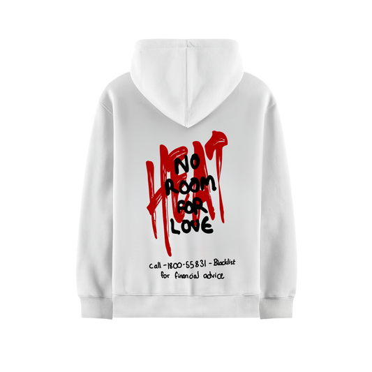 NO ROOM FOR LOVE WHITE OVERSIZED HOODIE