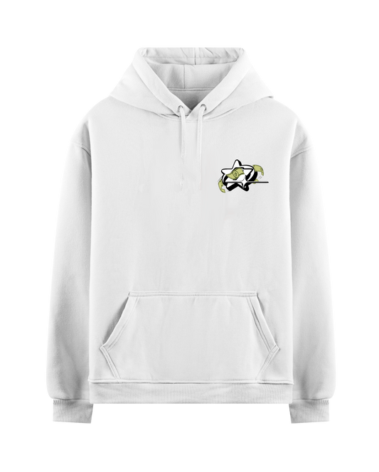 COINS SPEAK LOUDER THAN YO CASH WHITE OVERSIZED HOODIE