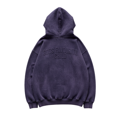 GODS FAVOURITE CHILD PURPLE ACID WASH OVERSIZED HOODIE