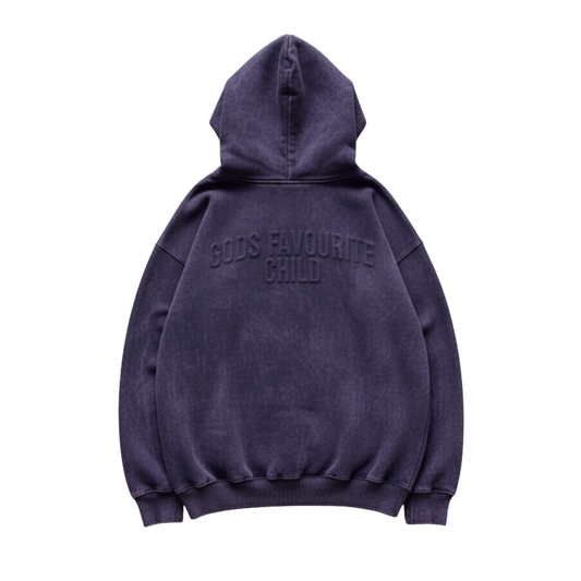 GODS FAVOURITE CHILD PURPLE ACID WASH OVERSIZED HOODIE