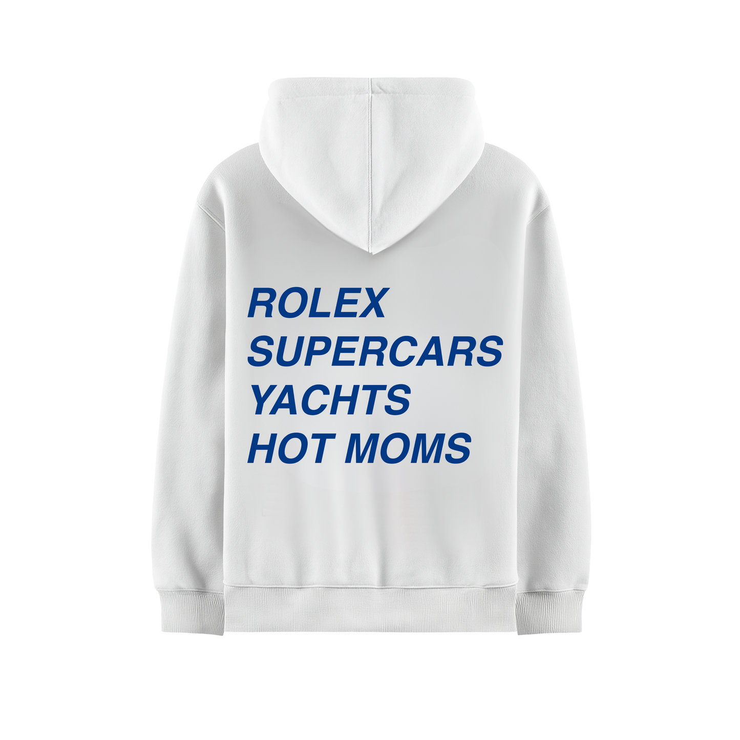 ROLEX SUPERCARS YACHTS HOT MOMS WHITE OVERSIZED HOODIE