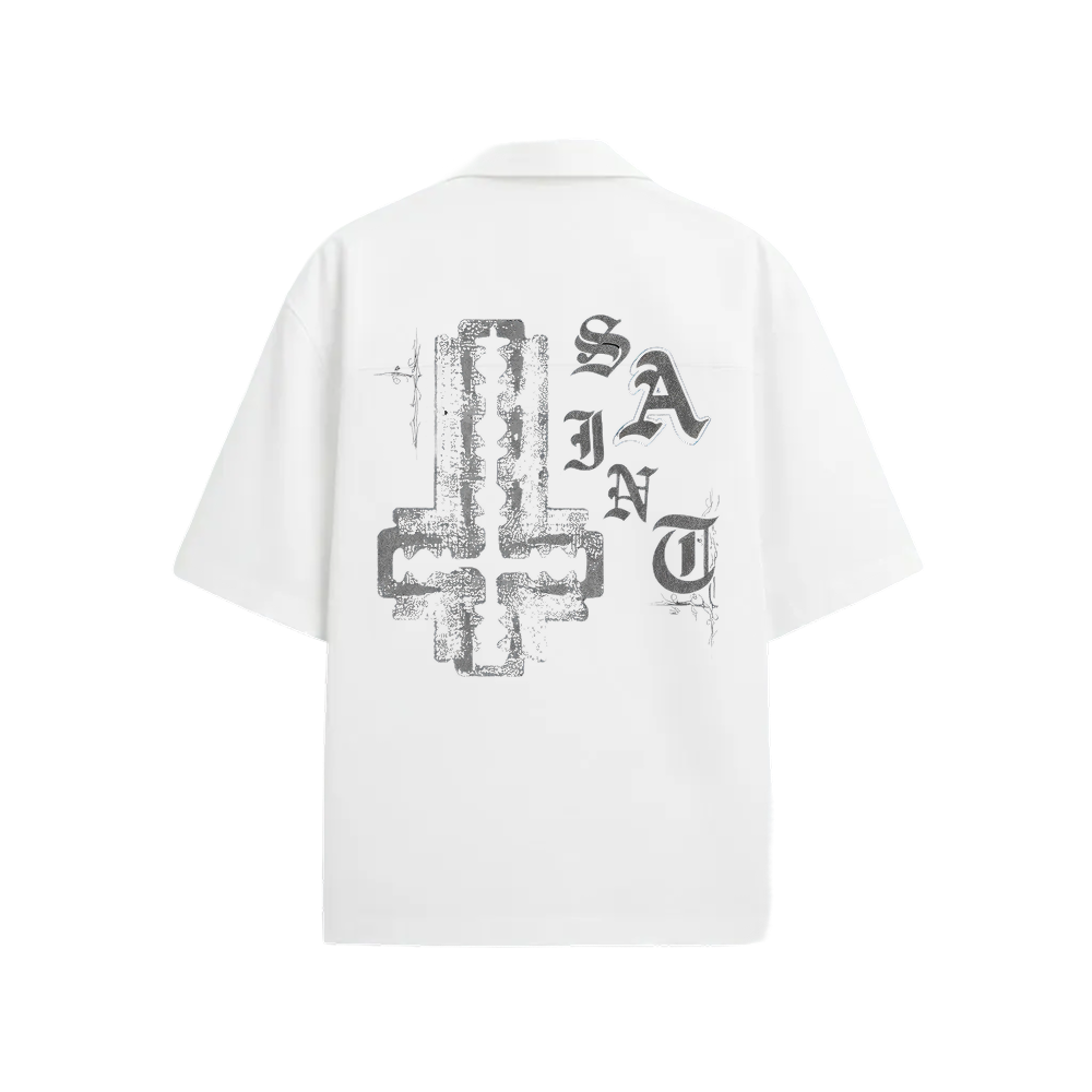 SAINT CROSS BLACKLIST WHITE BOWLING SHIRT