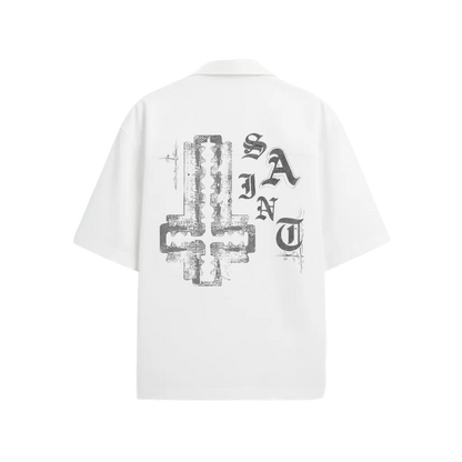 SAINT CROSS BLACKLIST WHITE BOWLING SHIRT