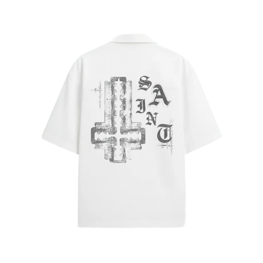 SAINT CROSS BLACKLIST WHITE BOWLING SHIRT