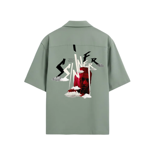 Sinner Blacklist Sage Green Bowling Shirt