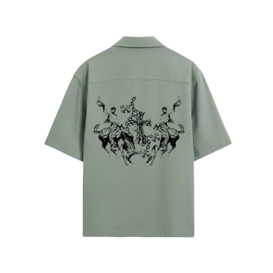 SON OF GOD BLACKLIST SAGE GREEN BOWLING SHIRT