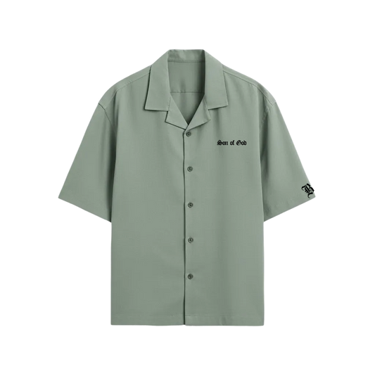 SON OF GOD BLACKLIST SAGE GREEN BOWLING SHIRT
