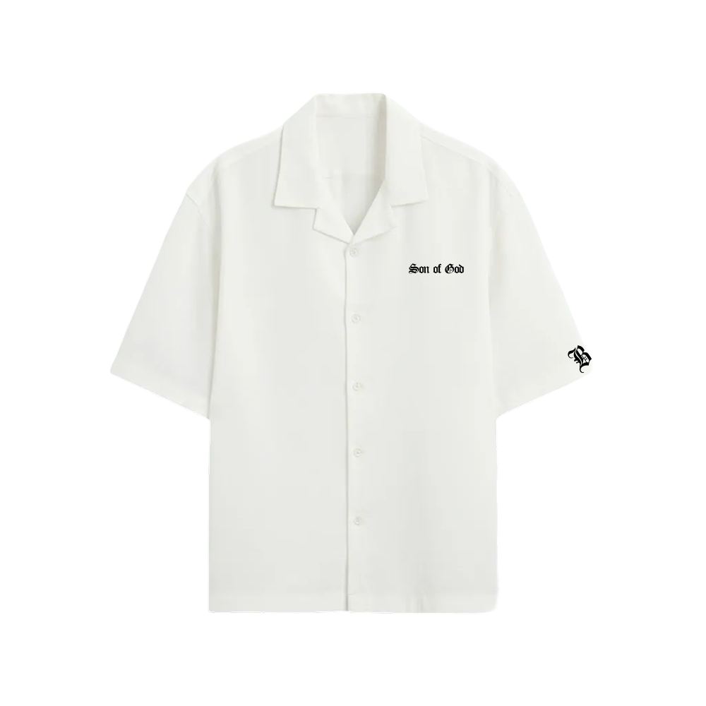 SON OF GOD BLACKLIST WHITE BOWLING SHIRT