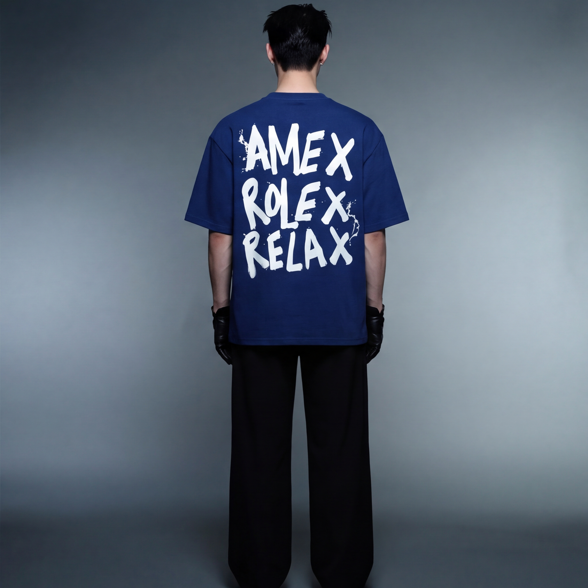 amex-rolex-relax-blue-oversized-t-shirt model back