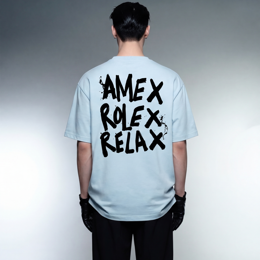 amex-rolex-relax-ice-blue-oversized-t-shirt model back