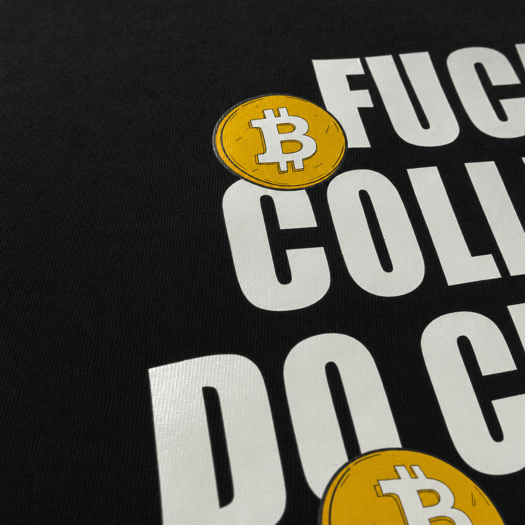 Close-up fabric detail - FUCK COLLEGE DO CRYPTO T-SHIRT