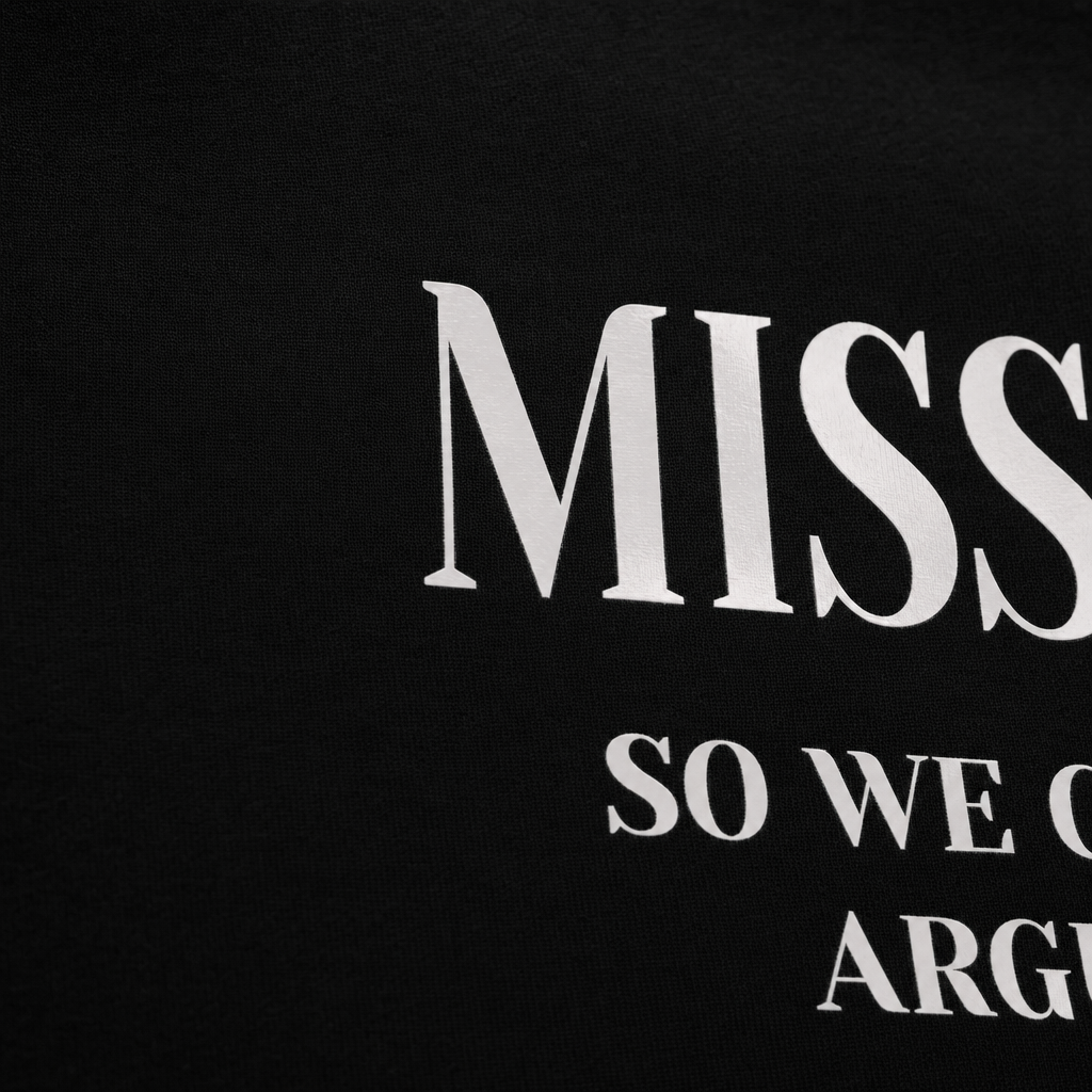 Close-up fabric detail - MISSIONARY OVERSIZED BLACK T-SHIRT