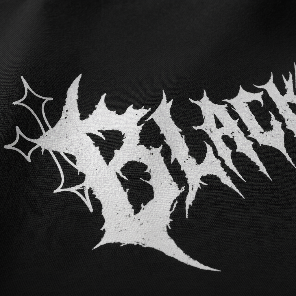 Close-up fabric detail - Blacklist Shadow Cross Classic Oversized Black T-shirt
