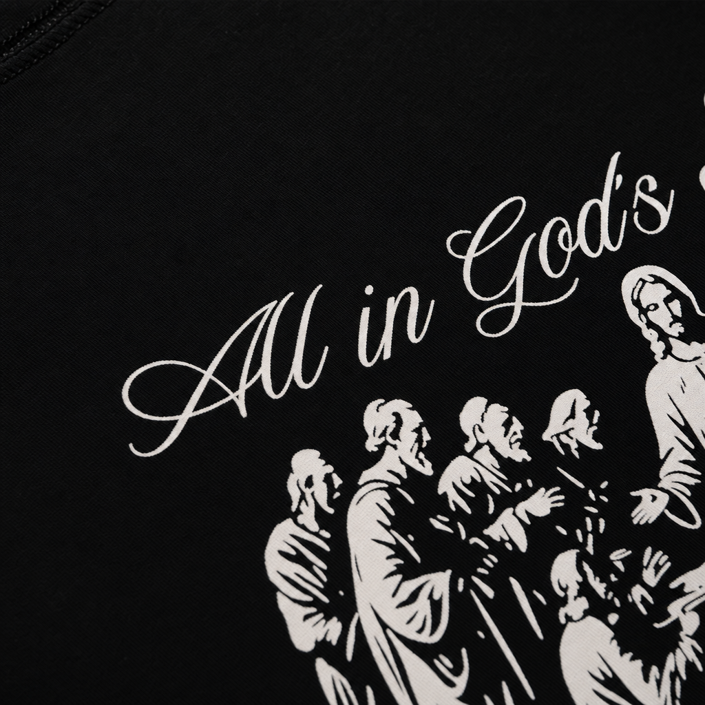 Close-up fabric detail - Blacklist Holy Assembly Print Tee – Black