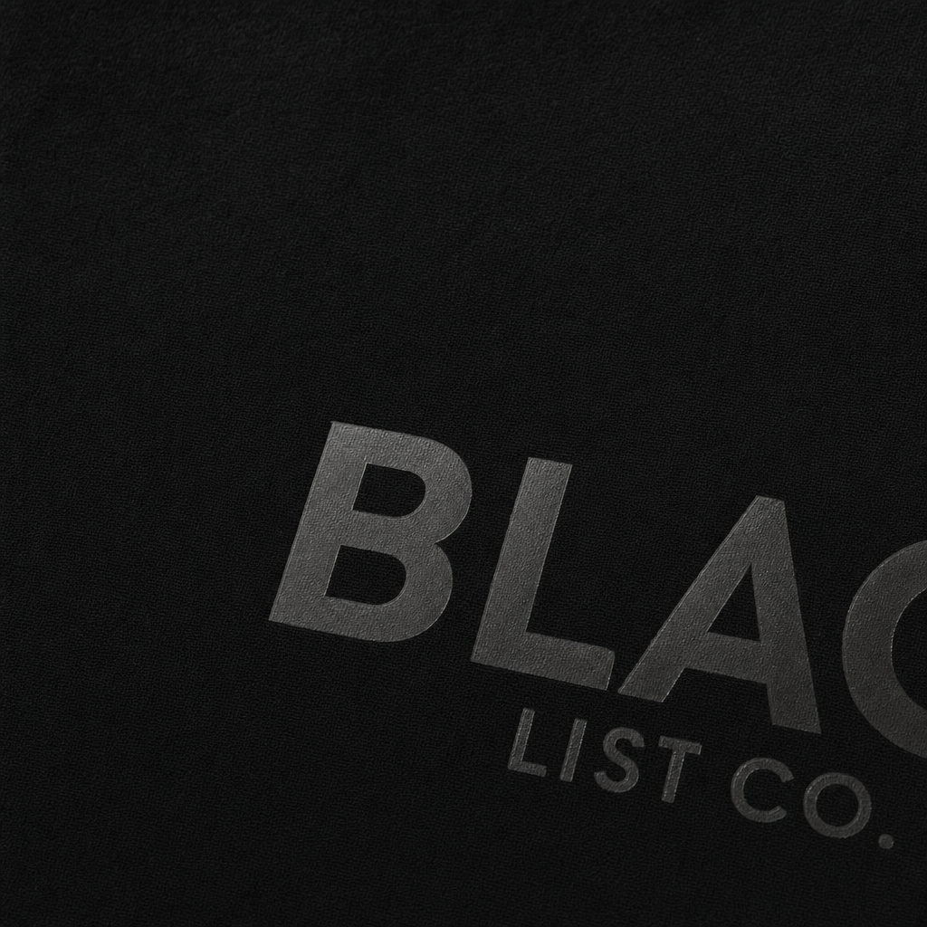 Close-up fabric detail - Blacklist Minimal Black Statement T-shirt
