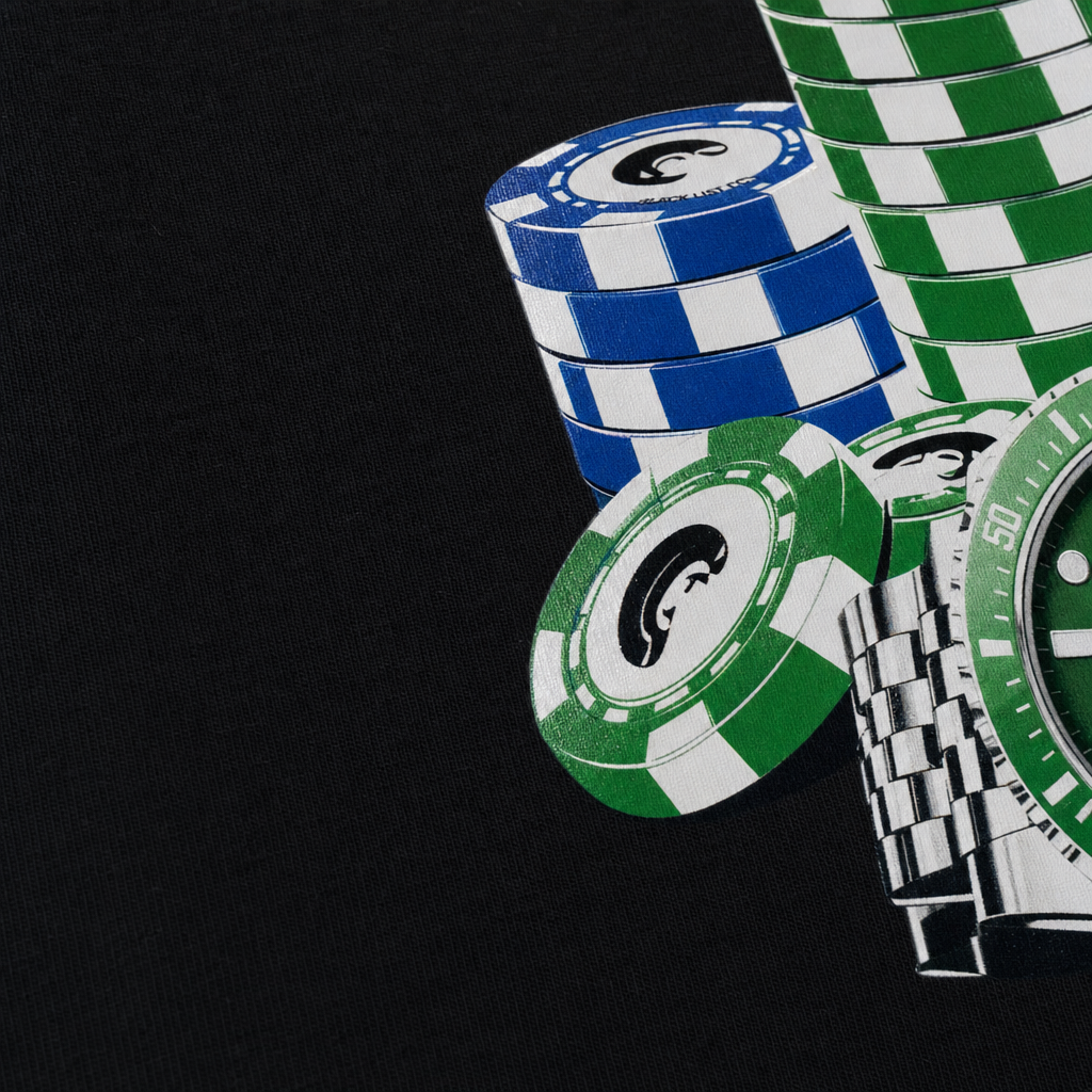 Close-up fabric detail - Blacklist Casino Royale Lambo Edition Black Statement T-shirt